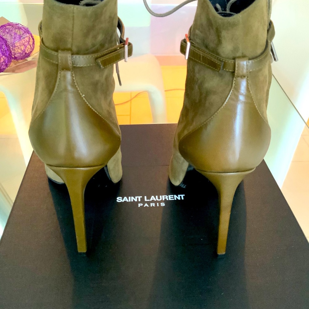 SAINT LAURENT KID SCAMOSCIATO LACE UP BOOTIES - Picture 2 of 7